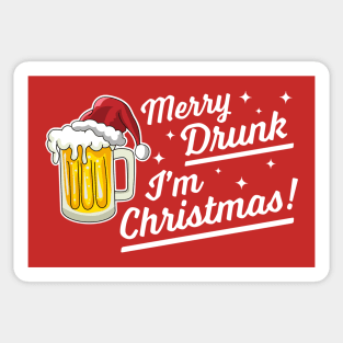 Merry Drunk I'm Christmas Funny Beer Drinker Santa Hat Sticker